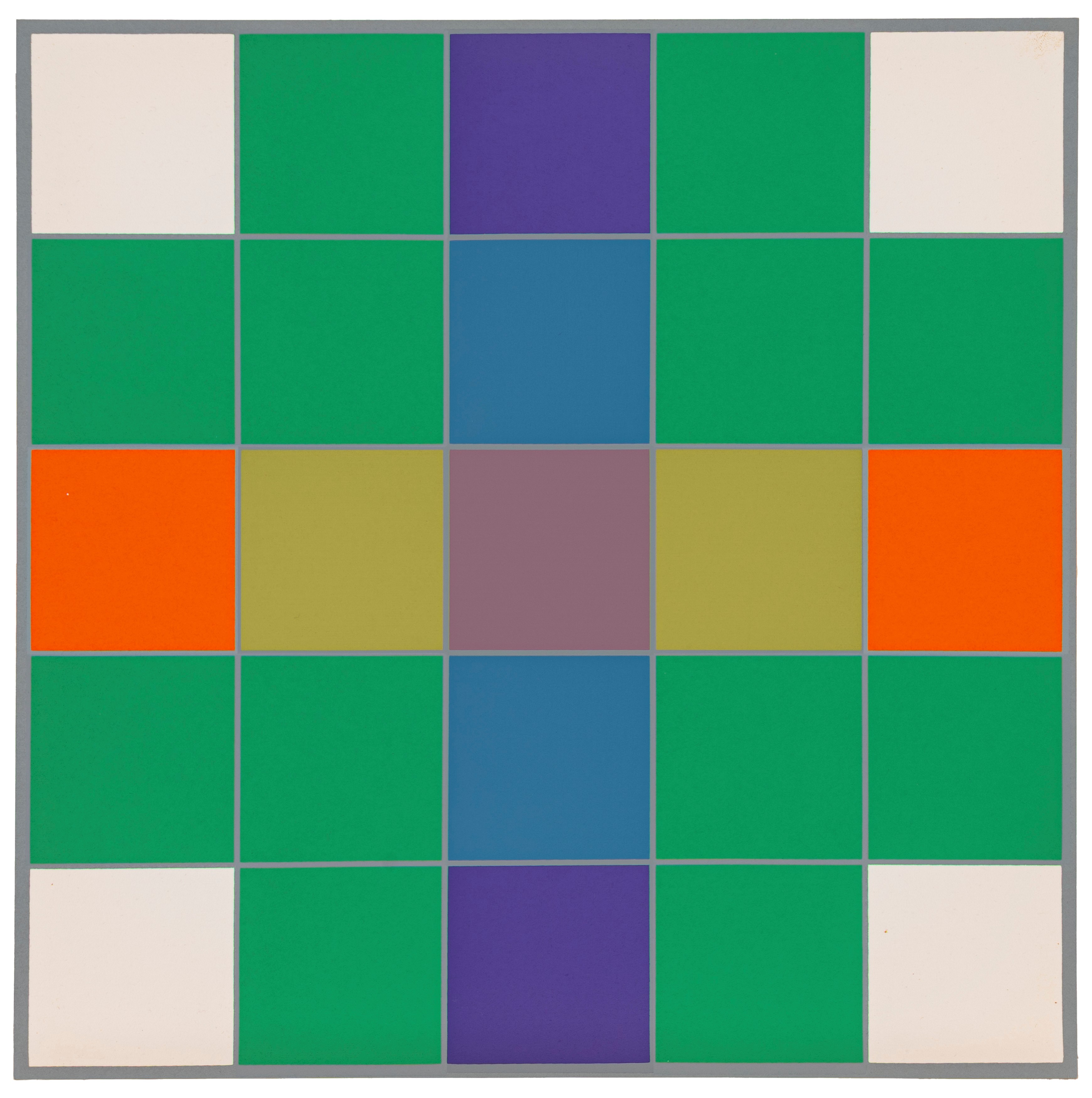 Paolo Minoli - Cartella con sei serigrafie a colori numerate (A-F), 1975