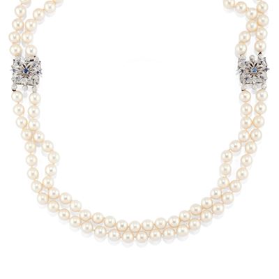 Collana di perle coltivate in oro bianco 18k