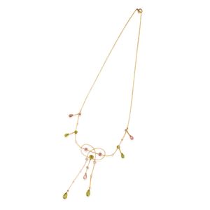 Necklace with colored gemstones