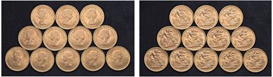 Elisabetta II (1952-2022) - Lotto di 12 Sterline 1966.