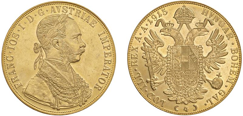 FRANCESCO GIUSEPPE I D'ASBURGO (1848-1916) - 4 Ducati 1915 (riconio).