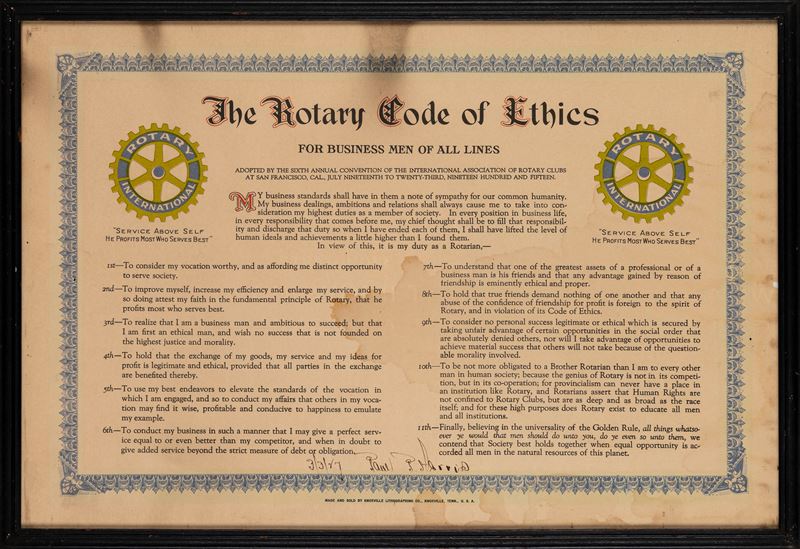 The Rotary Code of Ethics