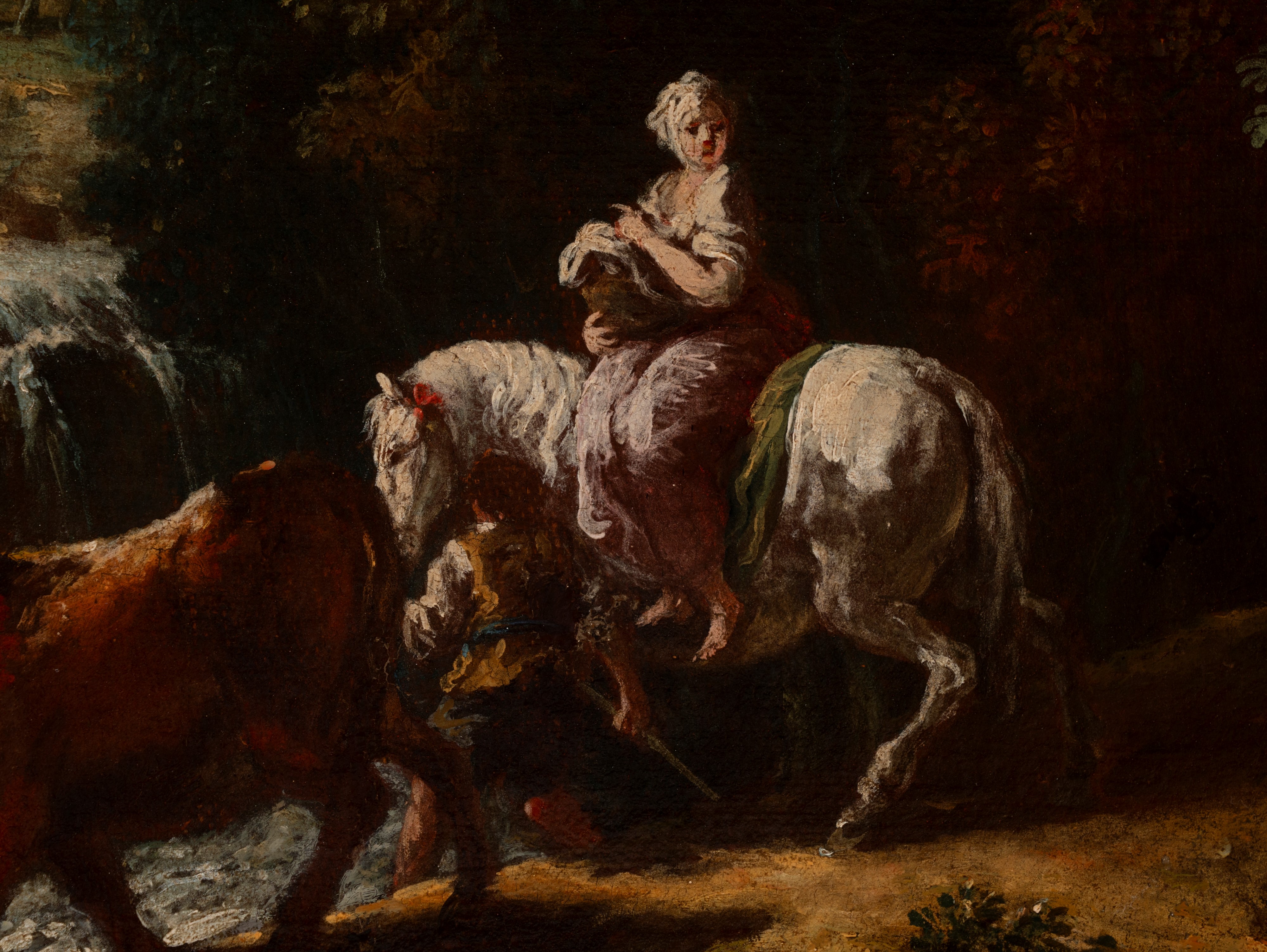 Cerchia di Francesco Zuccarelli (pitigliano 1702 – Firenze 1788) - Paesaggio fluviale con viandan...