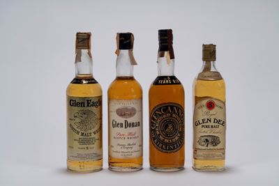 Selezione di Whisky Glen, assortimento di 4 bottiglie (Glen Eagle, Glen Donan, Glencannon, Glen D...