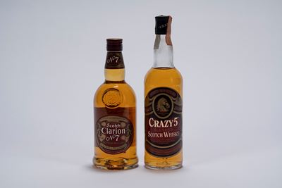 Selezione di Whisky, Comprendente Scotch Clarion N°7 e Crazy 5 Blended Scotch