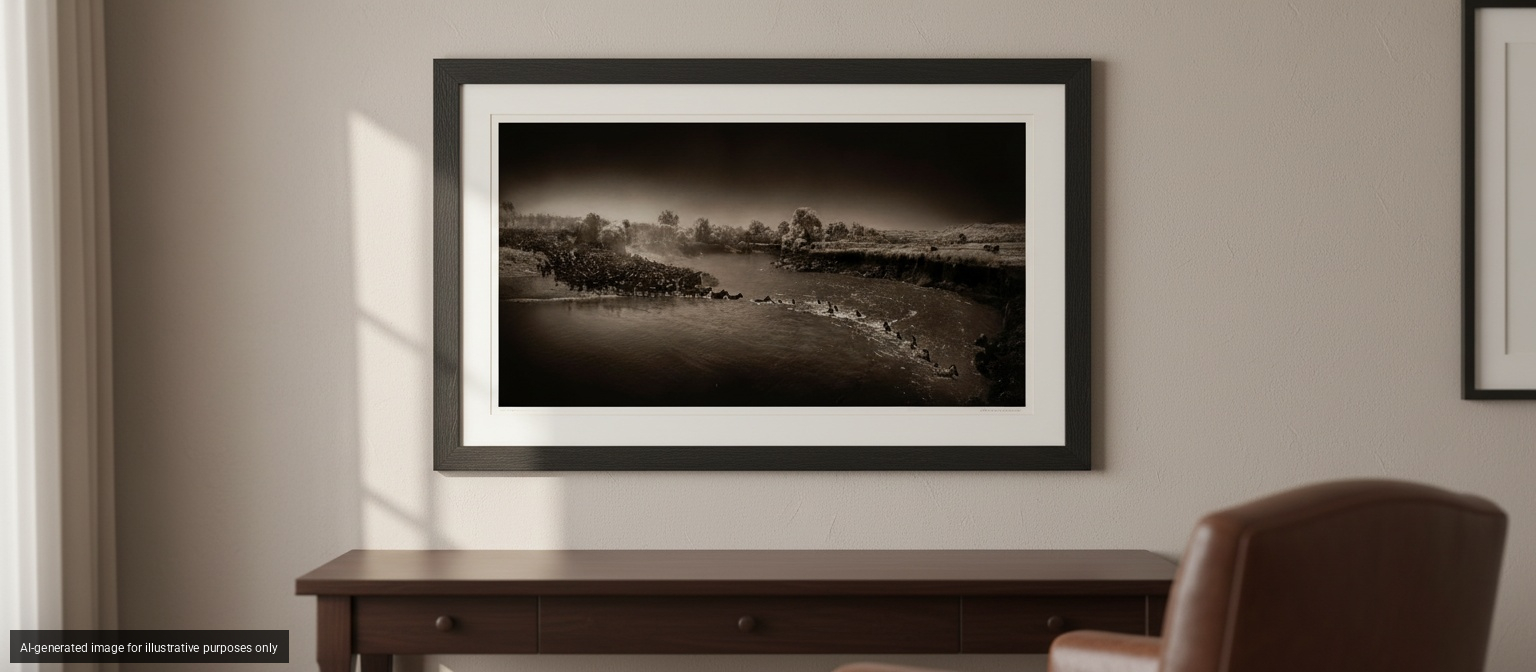 Zebra Crossing the River, Masai Mara