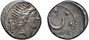 GENS CLAUDIA &ndash; C. Clodius M.f. Turrinus (42 a.C.) - Denario. Roma.