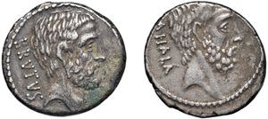 IMPERATORIALI - M. Junius Brutus (54 a.C.) - Denario, Roma.