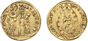 NICOLO' CONTARINI, doge XCVII (1630 - 1631) &ndash; Forgery attributed to Luigi Cigoi of the Zecchino of Nicol&ograve; Contarini, minted in the 19th century.