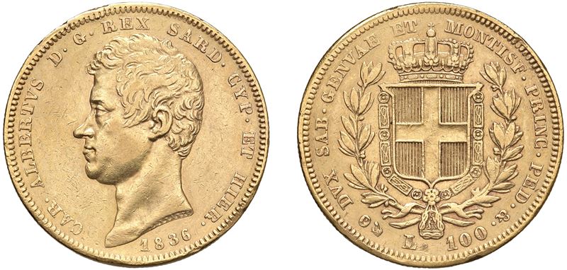 CARLO ALBERTO (1831-1849) - 100 lire 1836, Genova.