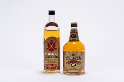 Albany's Whisky, Gold Label Over 3 Year Old e Old Highlander 12 Year Old, 2 bottiglie