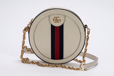 Borsa rotonda, pelle di cinghiale color crema