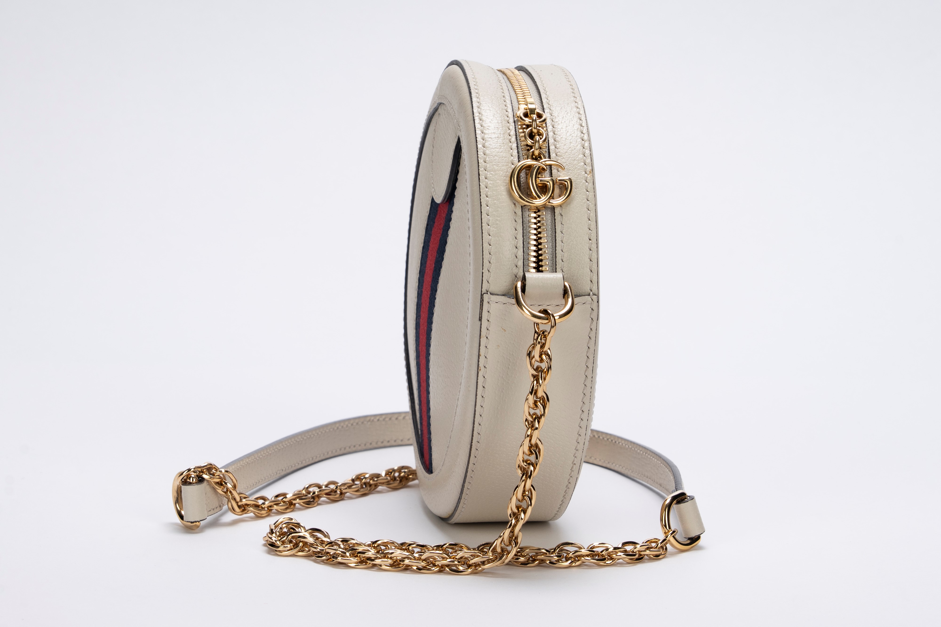 Gucci - Borsa rotonda, pelle di cinghiale color crema