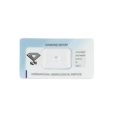 Diamante, taglio brillante, 0,40 ct, colore G, purezza VVS1 (con certificazione IGI)