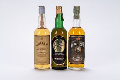 Selezione di Whisky: White, Gold Seal e Winchester - 3 bottiglie da 0,70l ciascuna, 40% Vol.