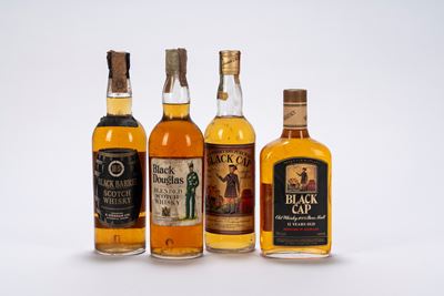 Selezione 'Black' di Whisky, 4 bottiglie assortite