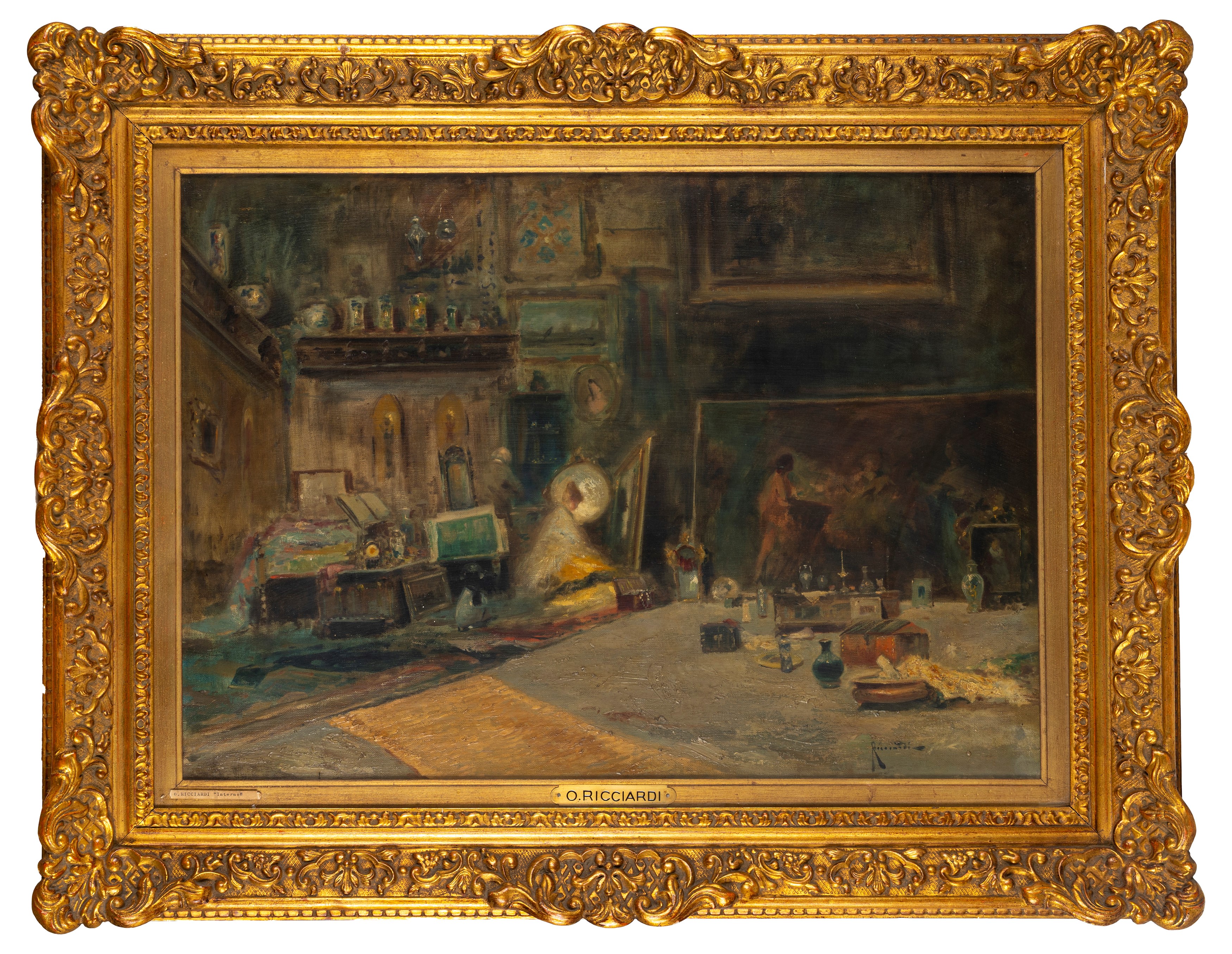 Oscar Ricciardi - Dall'antiquario, olio su tela