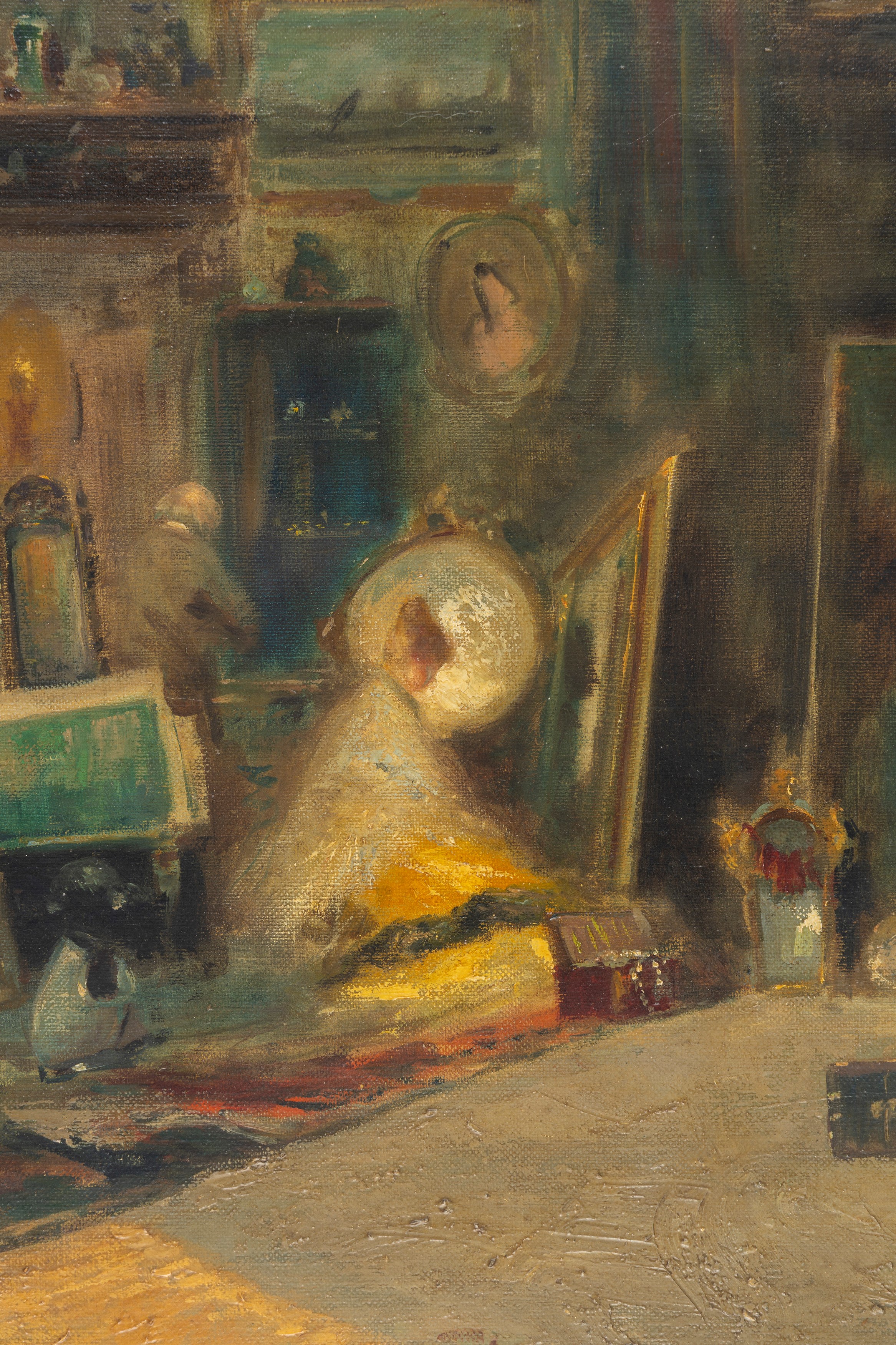 Oscar Ricciardi - Dall'antiquario, olio su tela