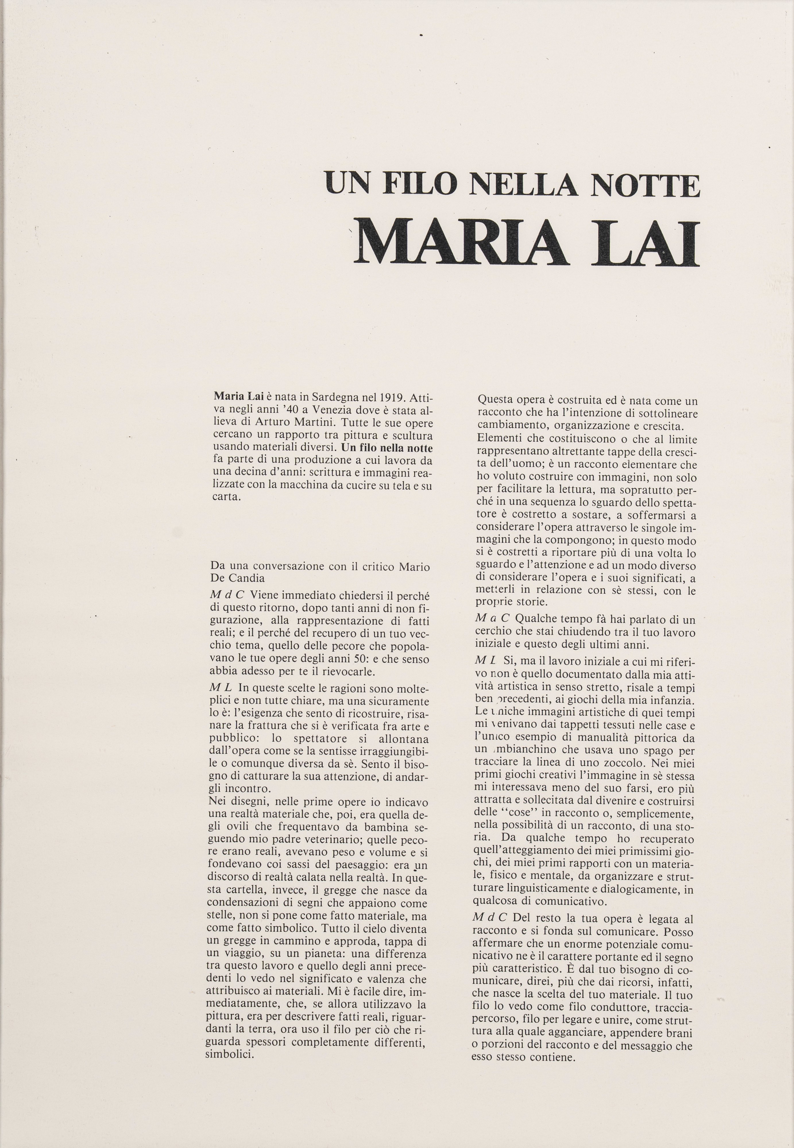 Maria Lai - Un filo nella notte (serigrafie, edizione 48/50)