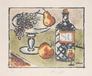 Bottiglia e fruttiera