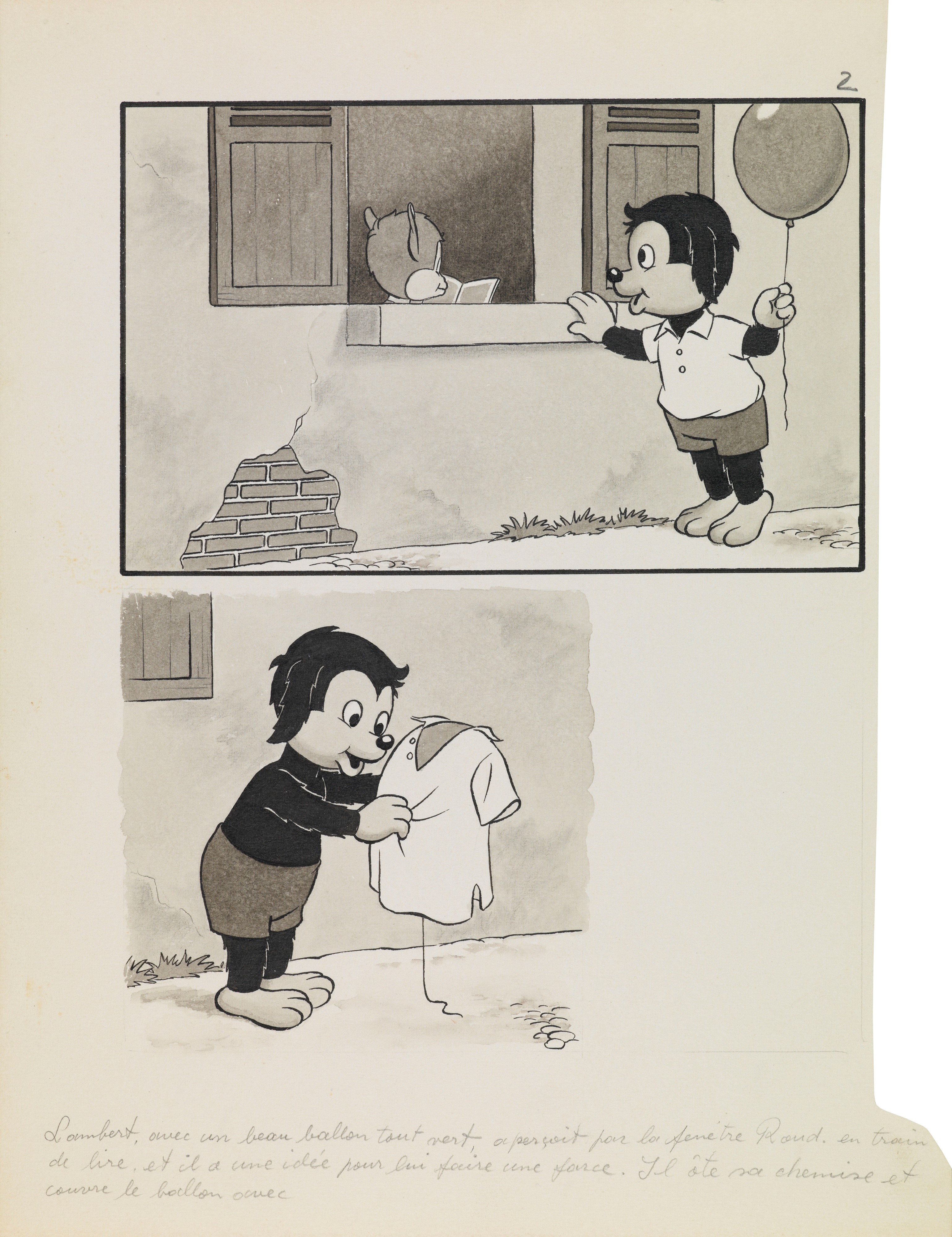 José Cabrero Arnal - Roudoudou - Copertina e 7 tavole originali, matita, china e acquerello su ca...