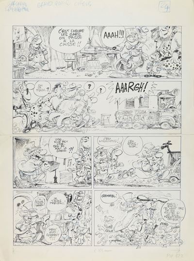 Grand panic circus - Tavola originale in pastello e china su cartoncino