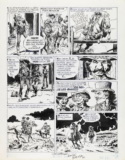 Capitaine Apache - La trahison d'Okada, matita e china su cartoncino