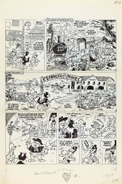 Tavola originale di 'Pif', pastello e china su cartoncino, 1986