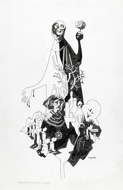 The Masque of the Red Death, matita e china su cartoncino