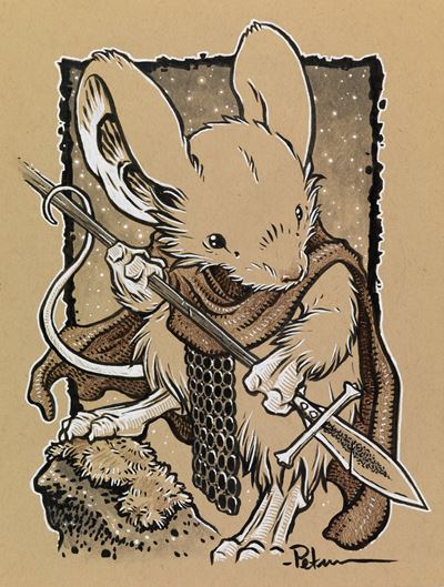 Mouse Guard - matita, chine e biacca su cartoncino beige