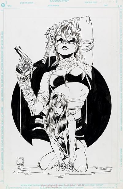 Quesada e Palmiotti, Originale di copertina per 'Vampirella: Crossover Gallery', matita e china s...