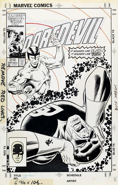 Romita Sr. e Pollard, Daredevil n. 237 - matita e china su cartoncino Marvel