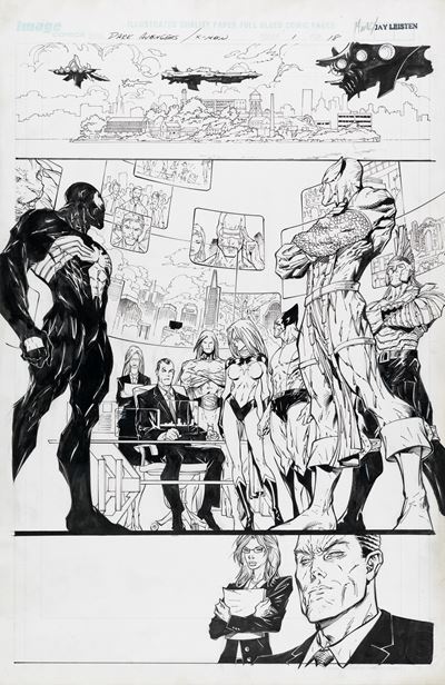 Dark Avengers/Uncanny X-Men: Utopia, matita e china su cartoncino