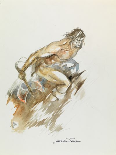 Conan the Barbarian, matita e acquerello su cartoncino