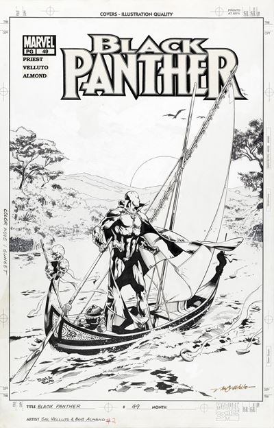 Black Panther n. 49, matita, china e biacca su cartoncino, 2002