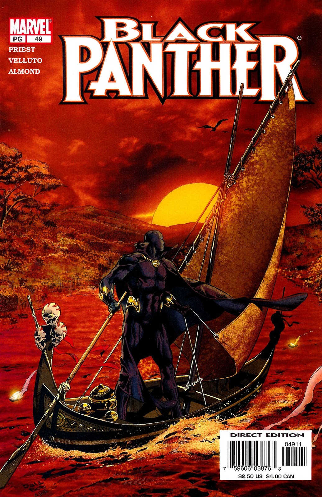 Sal Velluto - Black Panther n. 49, matita, china e biacca su cartoncino, 2002