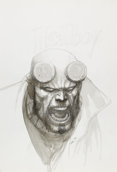 Hellboy - Matita e acquerello su cartoncino
