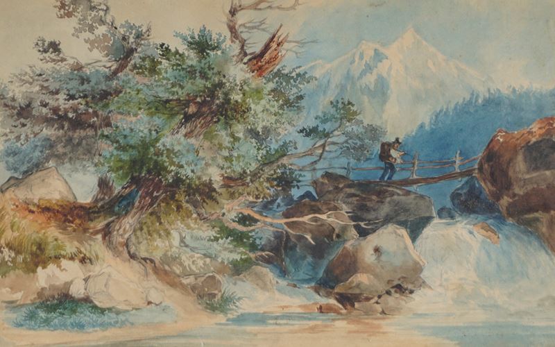 Paesaggio montano con torrente