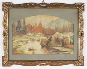 Paesaggio montano con ruscello