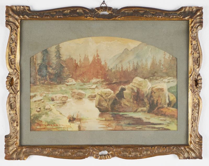 Paesaggio montano con ruscello