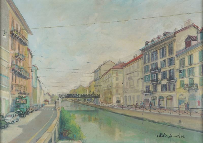 Scorcio del naviglio a Milano
