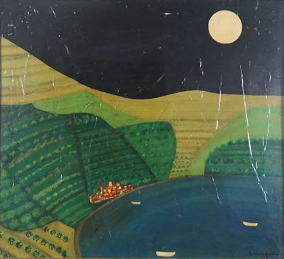 Paesaggio, tecnica mista su tavola
