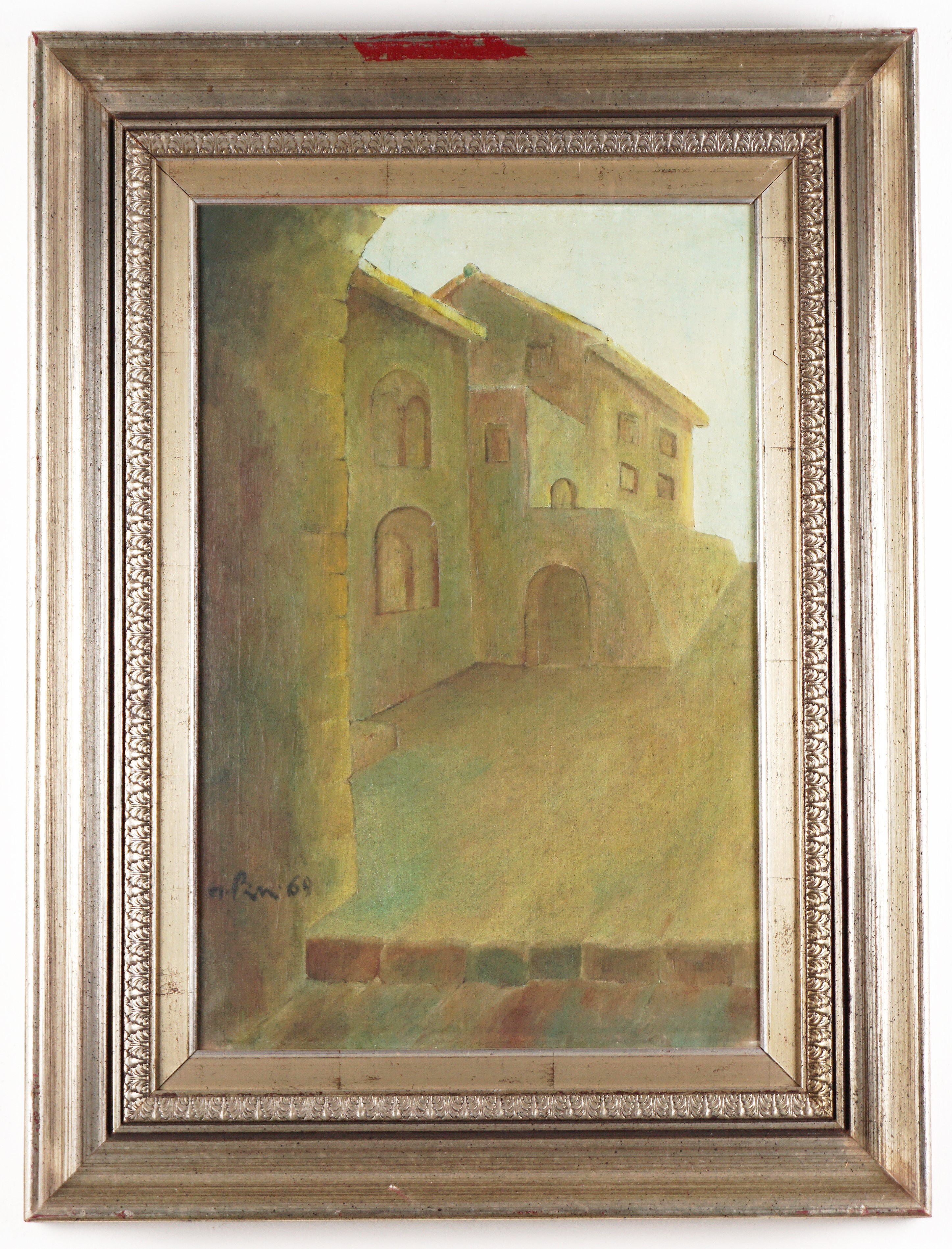Anonimo Seconda Metà Secolo XX - Vicolo, olio su tela, 1969