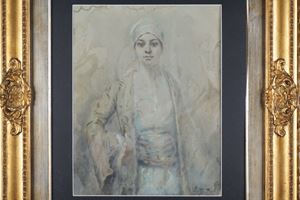 Attribuito a Fausto Zonaro, Ritratto di fanciulla in abiti orientali