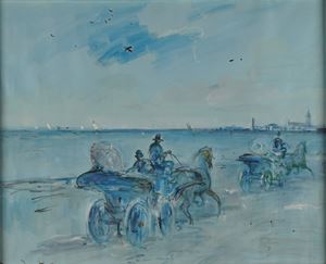 Carrozze in riva al mare