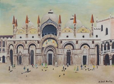 Piazza, olio su tela