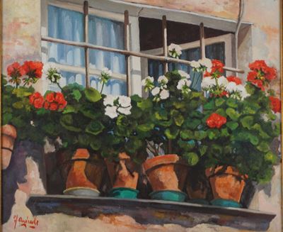 Giorgio Andreoli, Davanzale fiorito, olio su tela