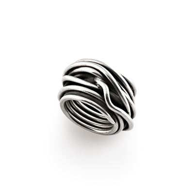 Anello multifili a fascia, in argento 925