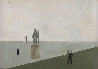 Il confine nr. 3, stampa a getto d'inchiostro e collage con intervento a tempera