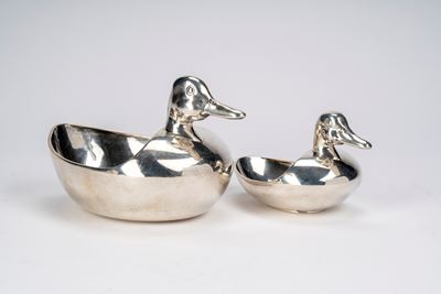 Coppia di contenitori in argento 925, Italia, seconda metà del XX secolo